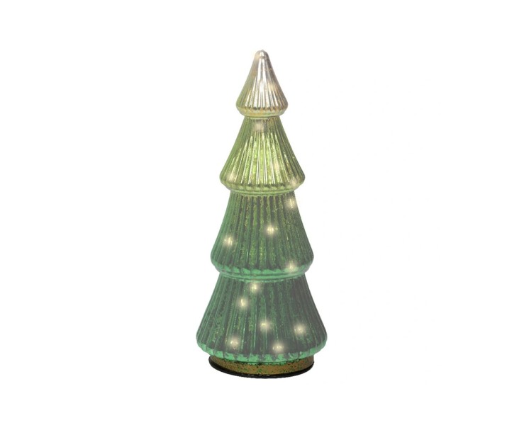 Albero di Natale in vetro verde con Micro LED ed effetto Flash h.25 – Decorazione Natalizia le Stelle su Bomboniere Dolci Emozioni