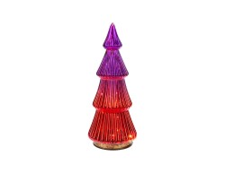 Albero di Natale luminoso in vetro rosa/viola con Micro LED h.25 – Decorazione Natalizia le Stelle su Bomboniere Dolci Emozioni