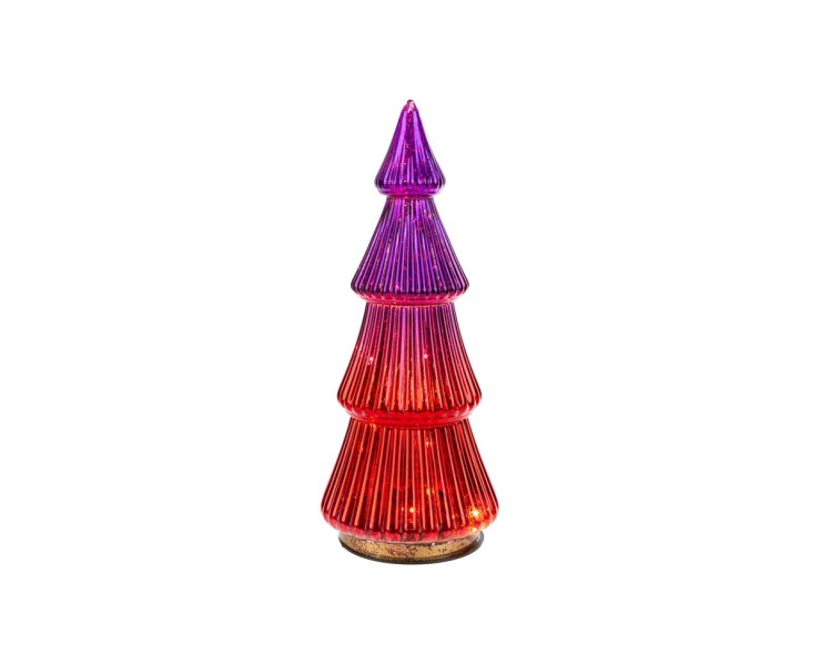 Albero di Natale luminoso in vetro rosa/viola con Micro LED h.25 – Decorazione Natalizia le Stelle su Bomboniere Dolci Emozioni