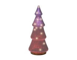 Albero di Natale luminoso in vetro rosa/viola con Micro LED h.25 – Decorazione Natalizia le Stelle su Bomboniere Dolci Emozioni