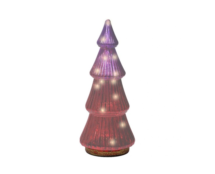 Albero di Natale luminoso in vetro rosa/viola con Micro LED h.25 – Decorazione Natalizia le Stelle su Bomboniere Dolci Emozioni