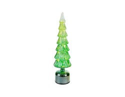 Albero di Natale rotante in vetro verde con Micro LED h.39 – Decorazione Natalizia le Stelle su Bomboniere Dolci Emozioni