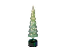 Albero di Natale rotante in vetro verde con Micro LED h.39 – Decorazione Natalizia le Stelle su Bomboniere Dolci Emozioni