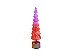 Albero di Natale rotante in vetro rosa/viola con Micro LED h.39 – Decorazione Natalizia le Stelle su Bomboniere Dolci Emozioni