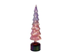 Albero di Natale rotante in vetro rosa/viola con Micro LED h.39 – Decorazione Natalizia le Stelle su Bomboniere Dolci Emozioni