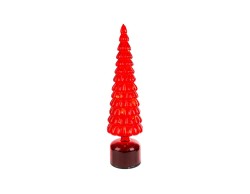 Albero di Natale rotante in vetro rosso con Micro LED h.39 – Decorazione Natalizia le Stelle su Bomboniere Dolci Emozioni