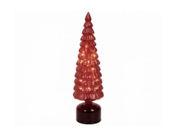 Albero di Natale rotante in vetro rosso con Micro LED h.39 – Decorazione Natalizia le Stelle su Bomboniere Dolci Emozioni