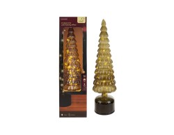 Albero di Natale rotante in vetro verde Le Stelle h.39 cm d.11 cm con micro LED flash a luce calda