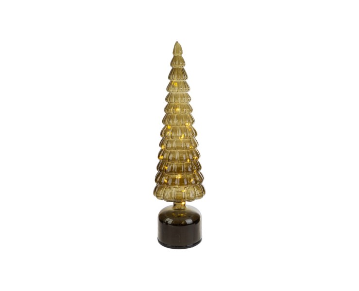 Albero di Natale rotante in vetro verde/fumè con Micro LED h.39 – Decorazione Natalizia le Stelle su Bomboniere Dolci Emozioni