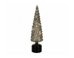 Albero di Natale rotante in vetro verde/fumè con Micro LED h.39 – Decorazione Natalizia le Stelle su Bomboniere Dolci Emozioni