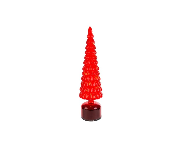 Albero di Natale rotante in vetro rosso con Micro LED ed effetto Flash h.34 cm – Decorazione Natalizia le Stelle su Bomboniere Dolci Emozioni