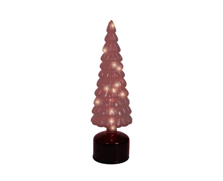 Albero di Natale rotante in vetro rosso con Micro LED ed effetto Flash h.34 cm – Decorazione Natalizia le Stelle su Bomboniere Dolci Emozioni