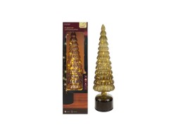 Albero di Natale rotante in vetro verde Le Stelle h.34 cm d.10 cm con micro LED flash a luce calda