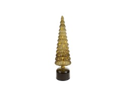 Albero di Natale rotante in vetro verde/fumè con Micro LED h.34 – Decorazione Natalizia le Stelle su Bomboniere Dolci Emozioni