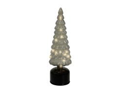 Albero di Natale rotante in vetro verde/fumè con Micro LED h.34 – Decorazione Natalizia le Stelle su Bomboniere Dolci Emozioni