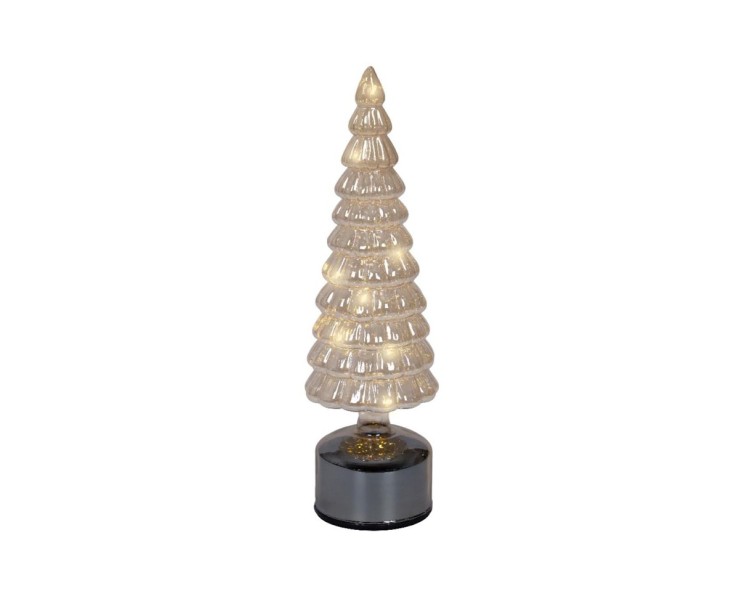 Albero di Natale rotante in vetro ambra con Micro LED h.34 – Decorazione Natalizia le Stelle su Bomboniere Dolci Emozioni