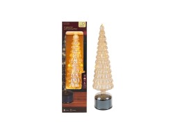 Albero di Natale rotante in vetro ambra Le Stelle h.34 cm d.10 cm con micro LED flash a luce calda