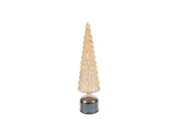 Albero di Natale rotante in vetro ambra con Micro LED h.34 – Decorazione Natalizia le Stelle su Bomboniere Dolci Emozioni