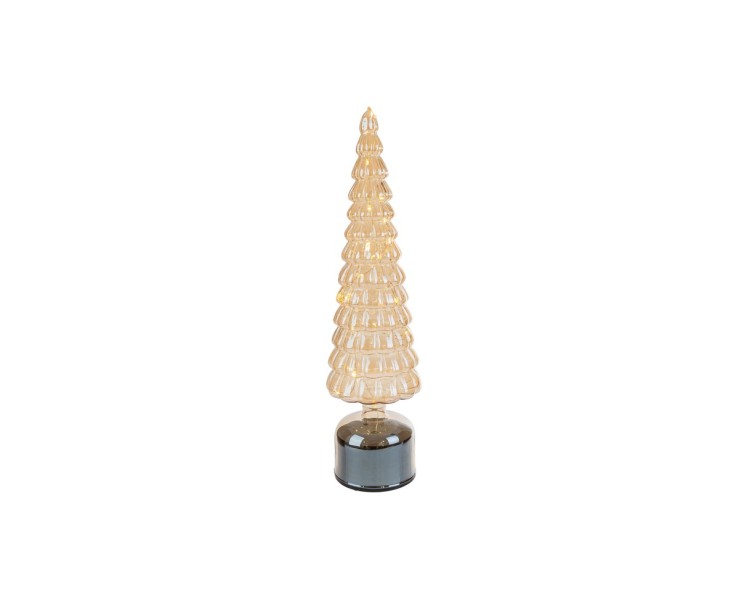 Albero di Natale rotante in vetro ambra con Micro LED h.34 – Decorazione Natalizia le Stelle su Bomboniere Dolci Emozioni