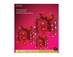 Set 3 Pacchi Regalo Natalizi Luminosi Rossi con LED Luce Calda e Timer – Decorazione Natalizia le Stelle su Bomboniere Dolci Emozioni