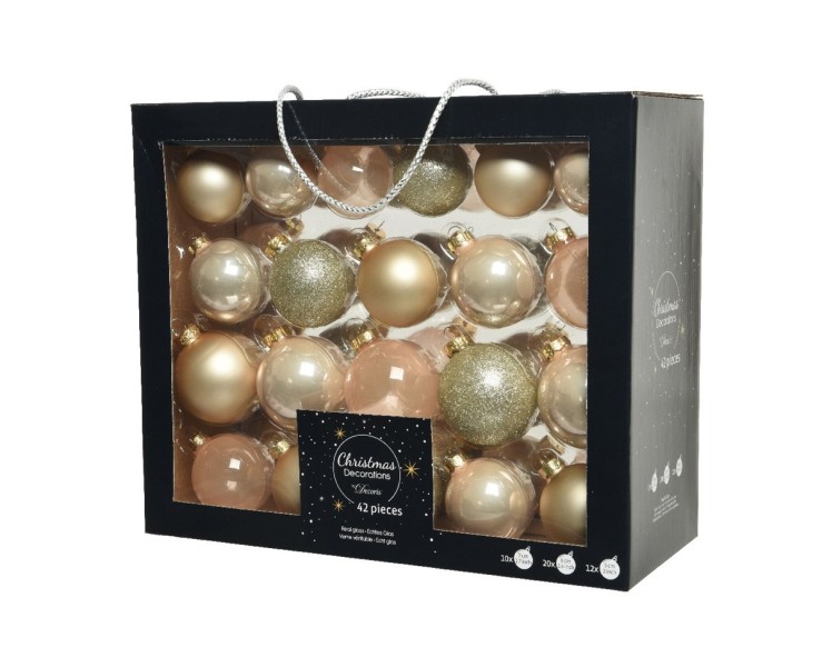 Set 42 Palline di Natale in Vetro Perlato Assortite – Decorazione Natalizia Le Stelle su Bomboniere Dolci Emozioni