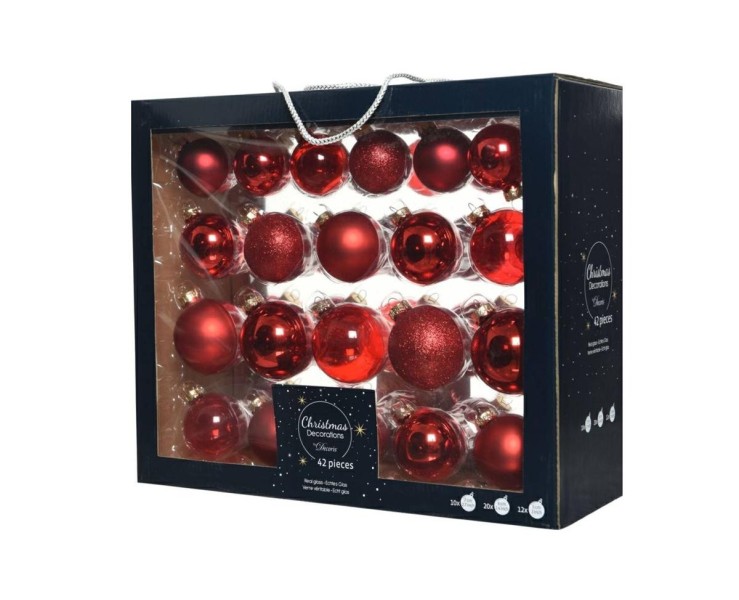 Set 42 Palline di Natale in Vetro Rosso Assortite – Decorazione Natalizia Le Stelle su Bomboniere Dolci Emozioni