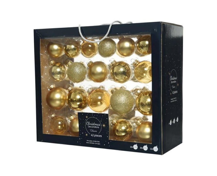 Set 42 Palline di Natale in Vetro Oro Assortite – Decorazione Natalizia Le Stelle su Bomboniere Dolci Emozioni