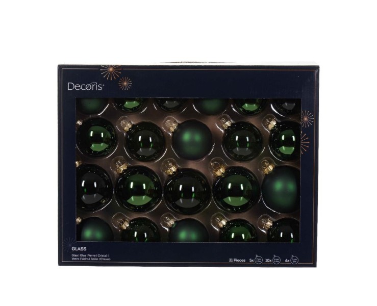 Set 21 Palline di Natale in Vetro Verde Assortite – Decorazione Natalizia Le Stelle su Bomboniere Dolci Emozioni