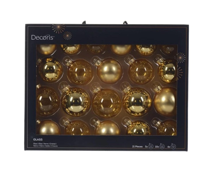 Set 21 Palline di Natale in Vetro Oro Assortite – Decorazione Natalizia Le Stelle su Bomboniere Dolci Emozioni