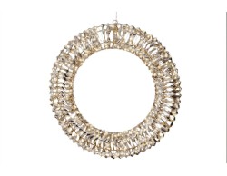 Corona natalizia luminosa dorata da 50 cm con 600 LED effetto flash per decorazione da esterno e interno.