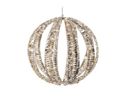 Sfera natalizia luminosa dorata tridimensionale da 50 cm con 720 LED effetto flash per decorazione da esterno e interno.