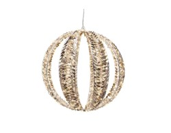 Sfera natalizia luminosa dorata tridimensionale da 40 cm con 600 LED effetto flash per decorazione da esterno e interno.