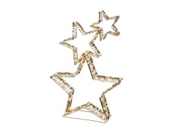 Composizione di 3 stelle natalizie luminose dorate da 80 cm con 350 LED effetto flash per decorazione da esterno e interno.