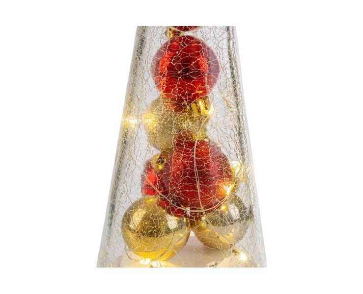 Albero di Natale in Vetro Crepolato Conico h.27 LED – Decorazione Natalizia Le Stelle su Bomboniere Dolci Emozioni