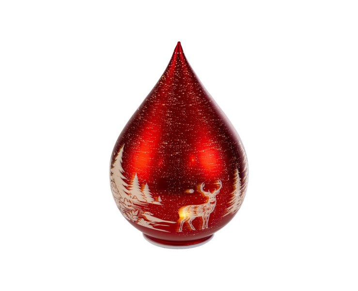 Sfera Goccia di Vetro Rossa Natalizia h.24,5 cm con LED – Decorazione Natalizia Le Stelle su Bomboniere Dolci Emozioni