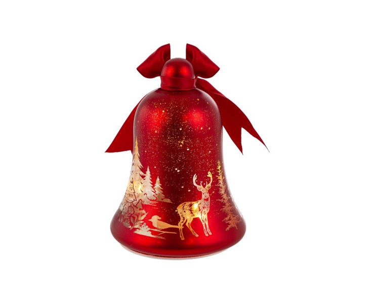 Campana in Vetro Rossa Natalizia h.17 cm con Fiocco LED – Decorazione Natalizia Le Stelle su Bomboniere Dolci Emozioni
