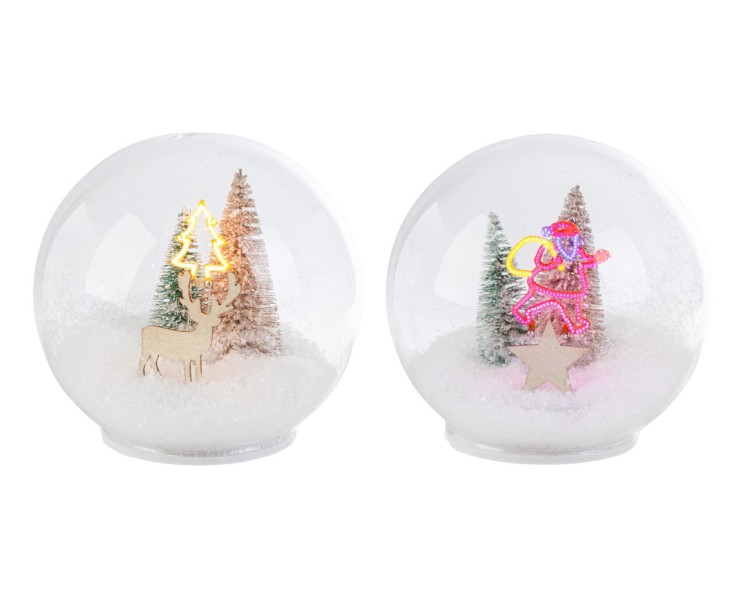Sfere in Vetro Natalizie h.11 cm con LED Movimento e Paesaggi Innevati Assortiti – Decorazione Natalizia Le Stelle su Bomboniere Dolci Emozioni