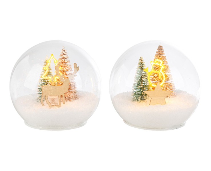 Sfere in Vetro Natalizie h.14 cm con LED Movimento e Paesaggi Innevati Assortiti – Decorazione Natalizia Le Stelle su Bomboniere Dolci Emozioni