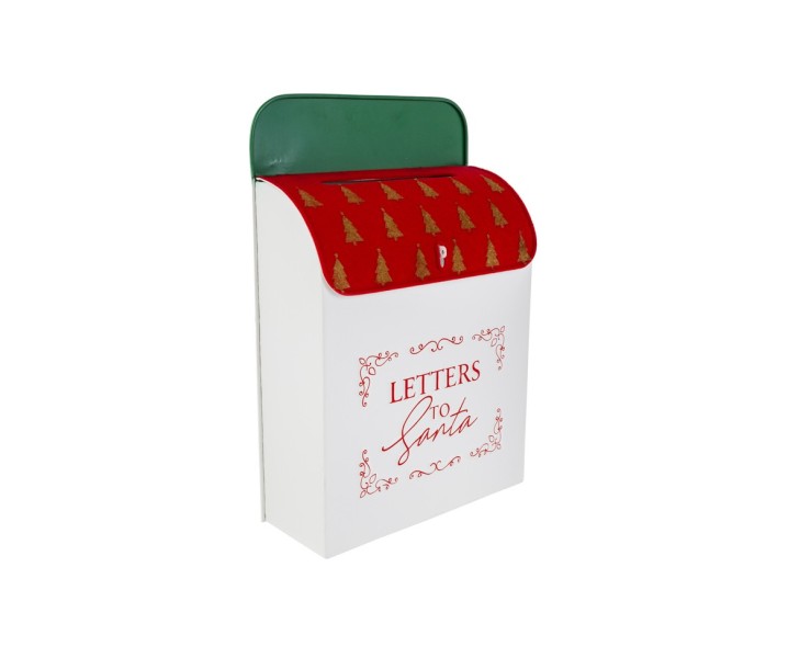 Cassetta Postale in Metallo e Velvet Rosso 26,5x10x40 cm - Letters to Santa – Decorazione Natalizia Le Stelle su Bomboniere Dolci Emozioni
