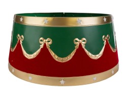 Copribase Sottoalbero Natalizio in Metallo e Velvet Rosso/Verde 57,5x25,5 cm – Decorazione Natalizia Le Stelle su Bomboniere Dolci Emozioni