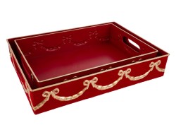 Set 2 Vassoi Rettangolari in Metallo e Velvet Rosso – Decorazione Natalizia Le Stelle su Bomboniere Dolci Emozioni