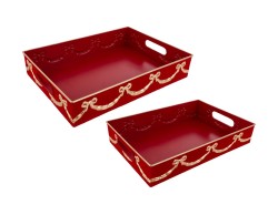 Set 2 Vassoi Rettangolari in Metallo e Velvet Rosso – Decorazione Natalizia Le Stelle su Bomboniere Dolci Emozioni