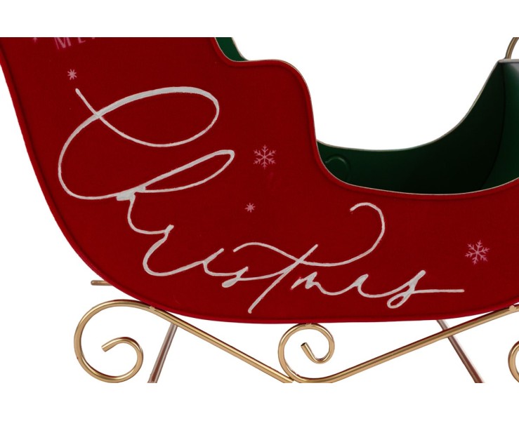 Set 3 Slitte Natalizie Decorative "Merry Christmas" in Metallo e Velvet Rosso – Decorazione Natalizia Le Stelle su Bomboniere Dolci Emozioni