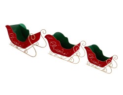 Set 3 Slitte Natalizie Decorative "Merry Christmas" in Metallo e Velvet Rosso – Decorazione Natalizia Le Stelle su Bomboniere Dolci Emozioni