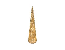 Albero natalizio luminoso conico 3D da esterno oro alto 100 cm con 600 LED bianco caldo e timer.