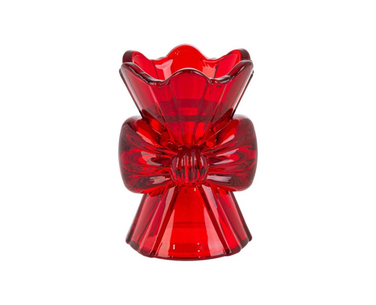 Portacandela Natalizio in Vetro Rosso a Forma di Fiocco h 12 cm – Decorazione Natalizia Le Stelle su Bomboniere Dolci Emozioni