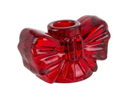 Portacandela Natalizio Basso in Vetro Rosso a Forma di Fiocco h 5,5 cm – Decorazione Natalizia Le Stelle su Bomboniere Dolci Emozioni