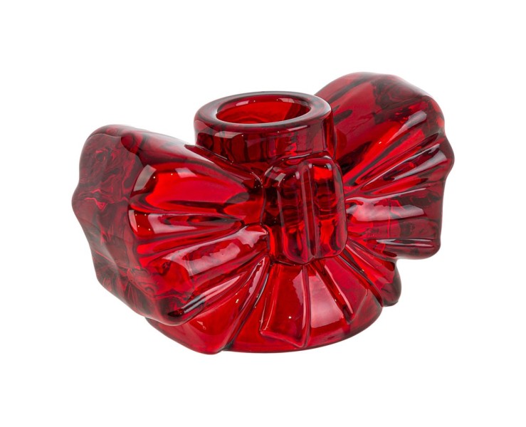 Portacandela Natalizio Basso in Vetro Rosso a Forma di Fiocco h 5,5 cm – Decorazione Natalizia Le Stelle su Bomboniere Dolci Emozioni