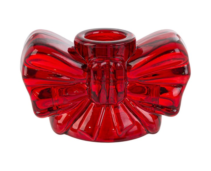 Portacandela Natalizio Basso in Vetro Rosso a Forma di Fiocco h 5,5 cm – Decorazione Natalizia Le Stelle su Bomboniere Dolci Emozioni