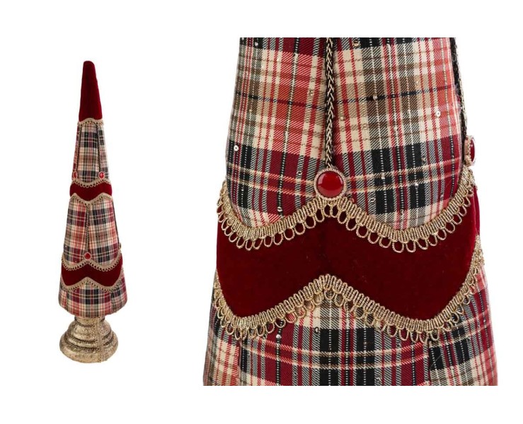 Albero Natalizio Decorativo in Tessuto Tartan e Velluto h 71 – Decorazione Natalizia Le Stelle su Bomboniere Dolci Emozioni
